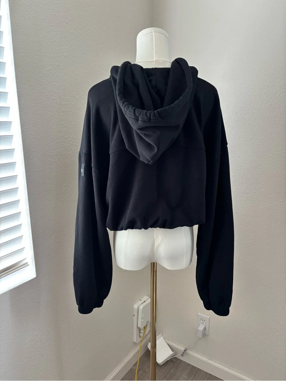 Alo Yoga Black Refresh Stadium Half Zip Hoodie (S)